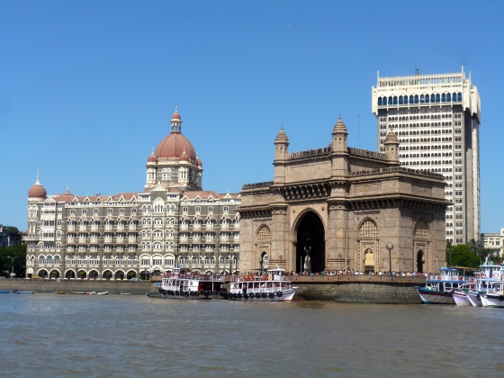 The Taj Mahal Palace Hotel (left) and Gateway of India (right)
